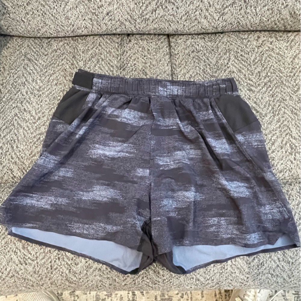 4” Black Lululemon Surge athletic shorts